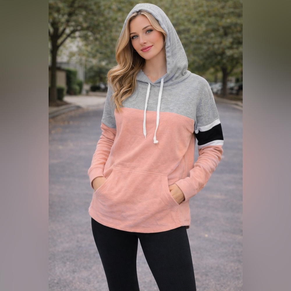 Miss Chievous Pink and Gray Hoodie Sweater